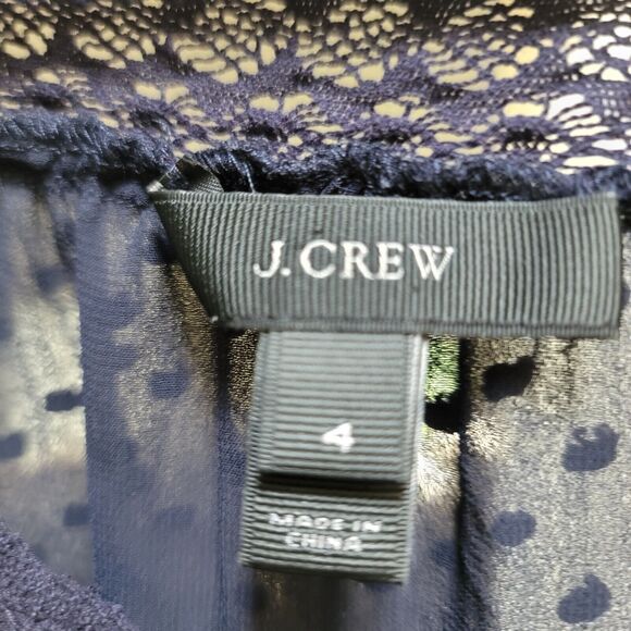J.Crew Women's Navy Square Neck Size 4 Popcorn Blouse - Picture 3 of 5